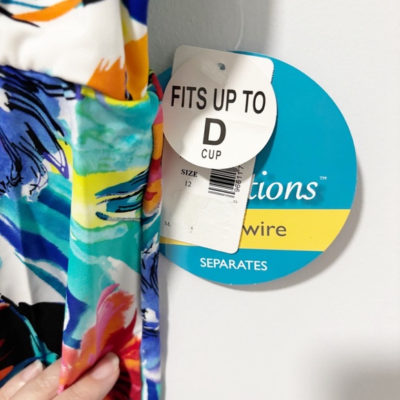 Swim‎ Solutions Womens Tankini Swim Top Size 12 Underwire Tropical Beach Flowy - Picture 6 of 11